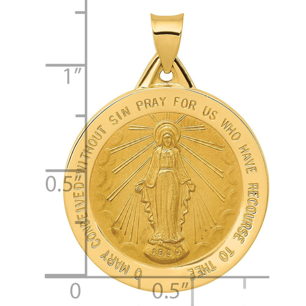 14K Gelbgold 14K Poliert und Satiniert Wundertätig Medaille Hohl Anhänger