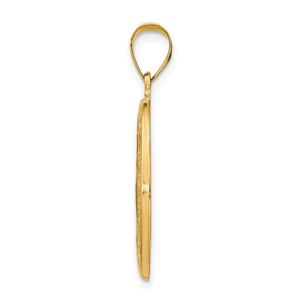 14K Gelbgold 14K Poliert und Satiniert Wundertätig Medaille Hohl Anhänger