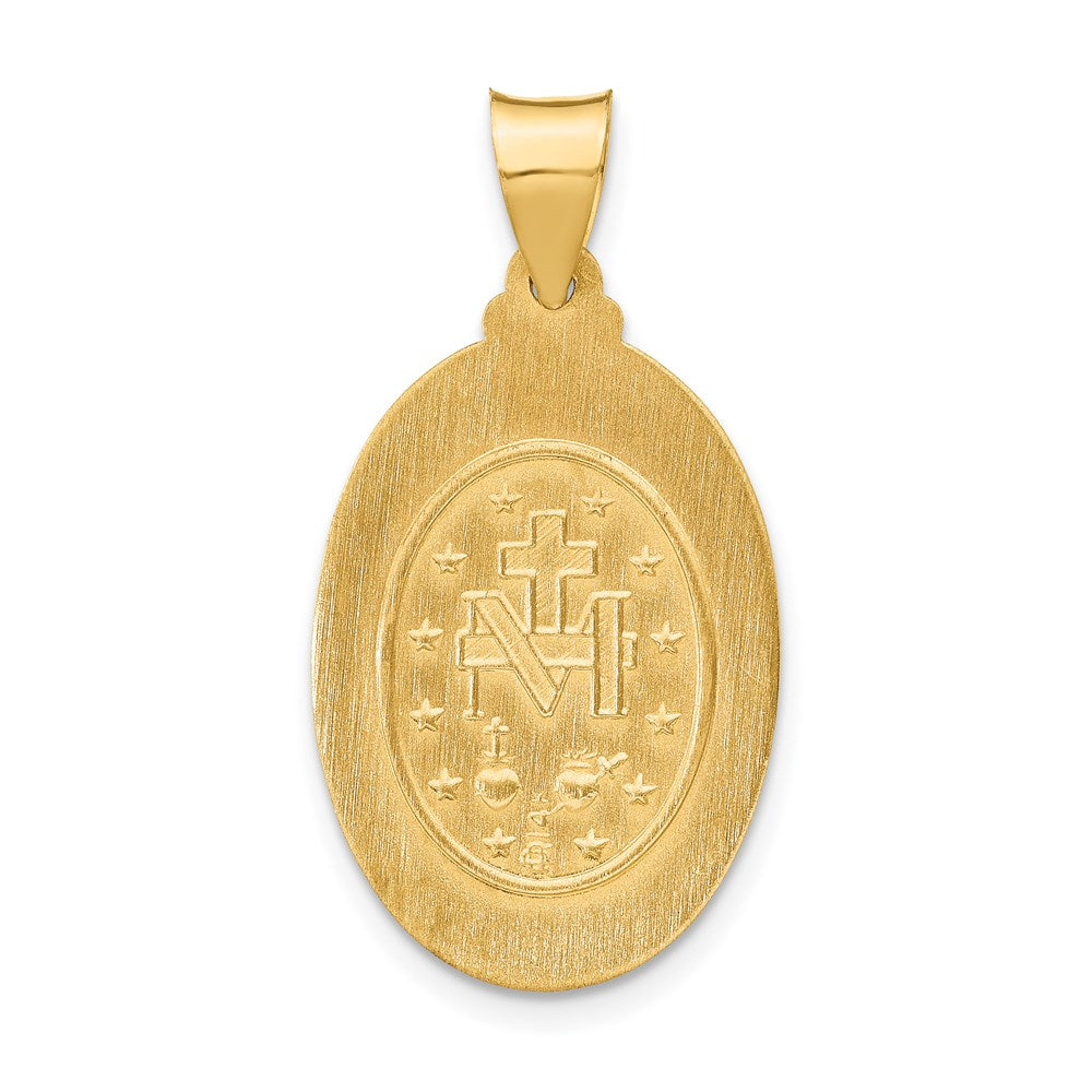 14K Gelbgold 14K Poliert und Satiniert Wundertätig Medaille Hohl Anhänger