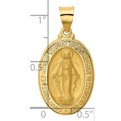 14K Gelbgold 14K Poliert und Satiniert Wundertätig Medaille Hohl Anhänger