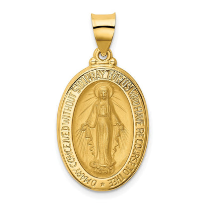 14K Gelbgold 14K Poliert und Satiniert Wundertätig Medaille Hohl Anhänger