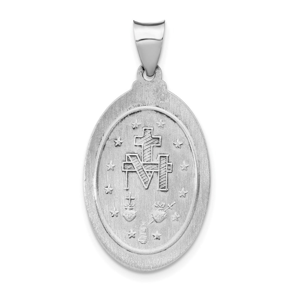 14K Weißgold 14K Weißgold Poliert/satin Wundertätig Medaille Hohl Anhänger