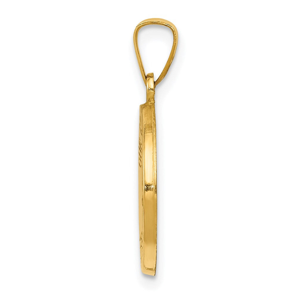 14K Gelbgold 14K Poliert und Satiniert Our Schutzengel Engel Medaille Hohl Anhänger