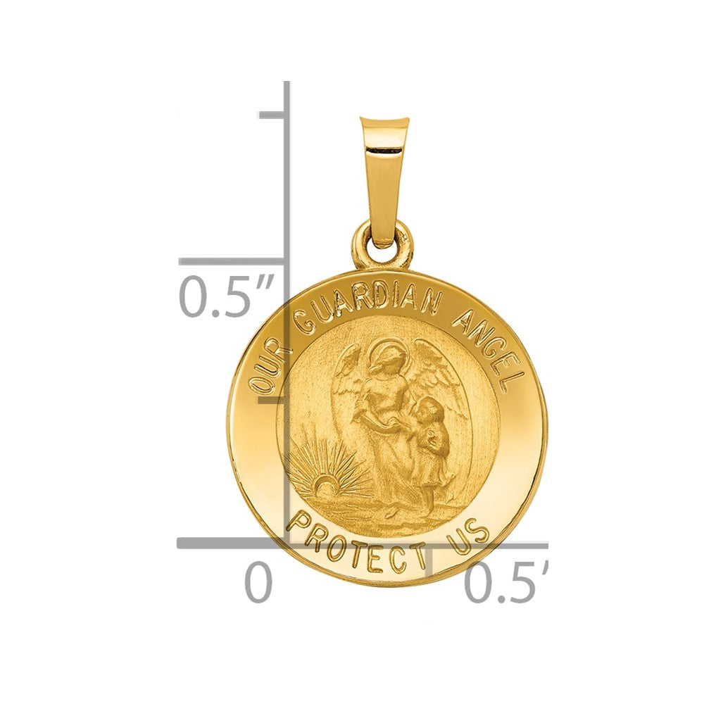 14K Gelbgold 14K Poliert und Satiniert Our Schutzengel Engel Medaille Hohl Anhänger