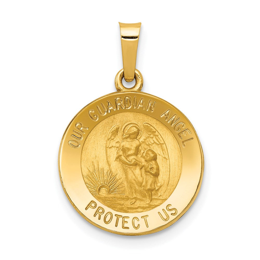 14K Gelbgold 14K Poliert und Satiniert Our Schutzengel Engel Medaille Hohl Anhänger