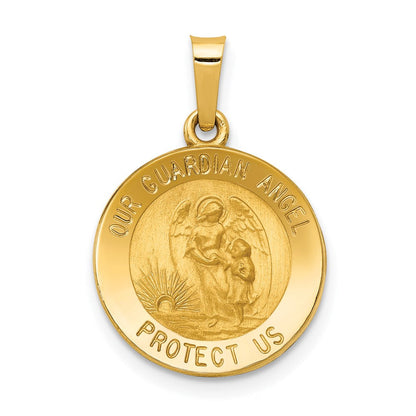 14K Gelbgold 14K Poliert und Satiniert Our Schutzengel Engel Medaille Hohl Anhänger