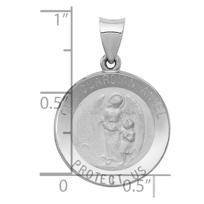 14K Weißgold 14K Weißgold Our Schutzengel Engel Medaille Hohl Anhänger