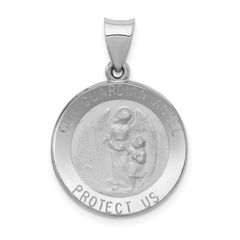 14K Weißgold 14K Weißgold Our Schutzengel Engel Medaille Hohl Anhänger