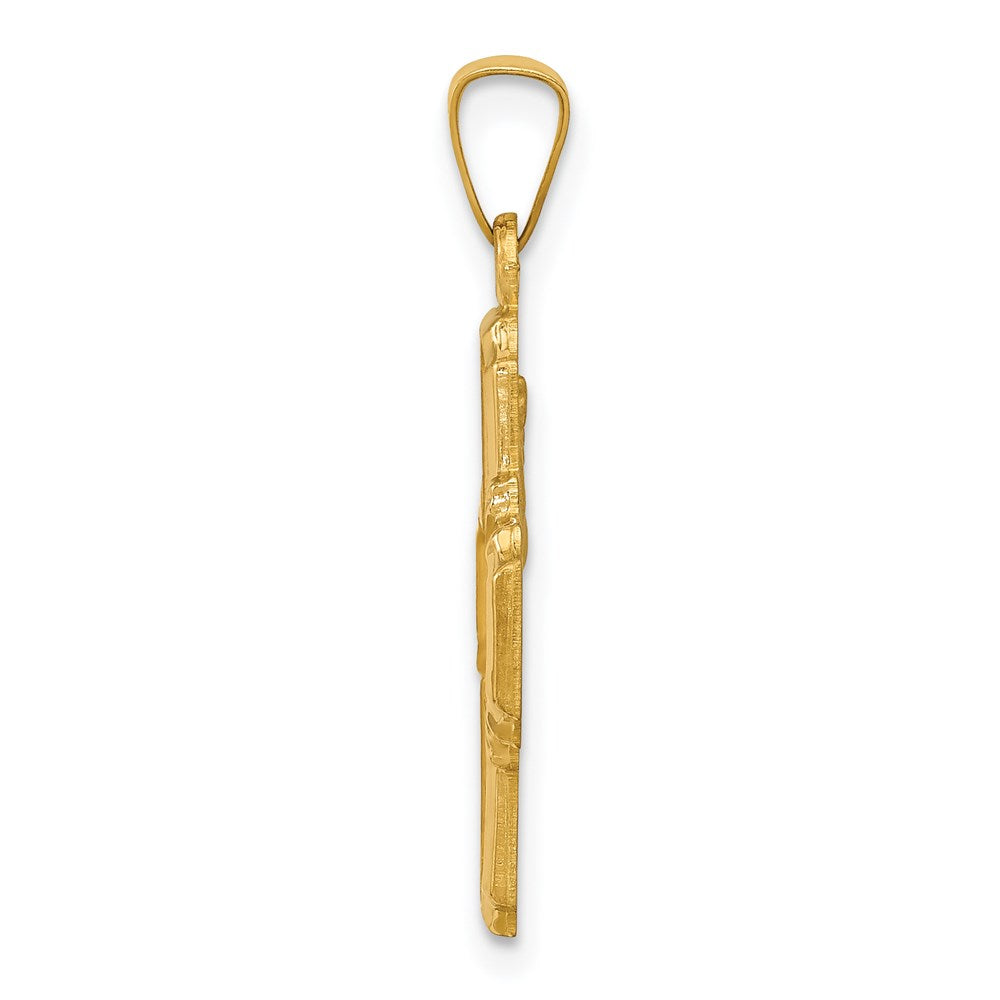 14K Gelbgold 14K Poliert und Satiniert Vier Way Medaille Hohl Anhänger