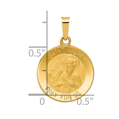 14K Gelbgold 14K Poliert und Satiniert St. Andrew Medaille Hohl Anhänger