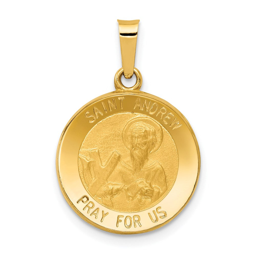 14K Gelbgold 14K Poliert und Satiniert St. Andrew Medaille Hohl Anhänger