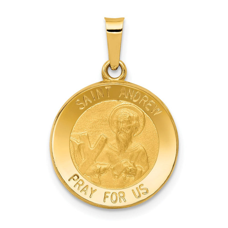 14K Gelbgold 14K Poliert und Satiniert St. Andrew Medaille Hohl Anhänger