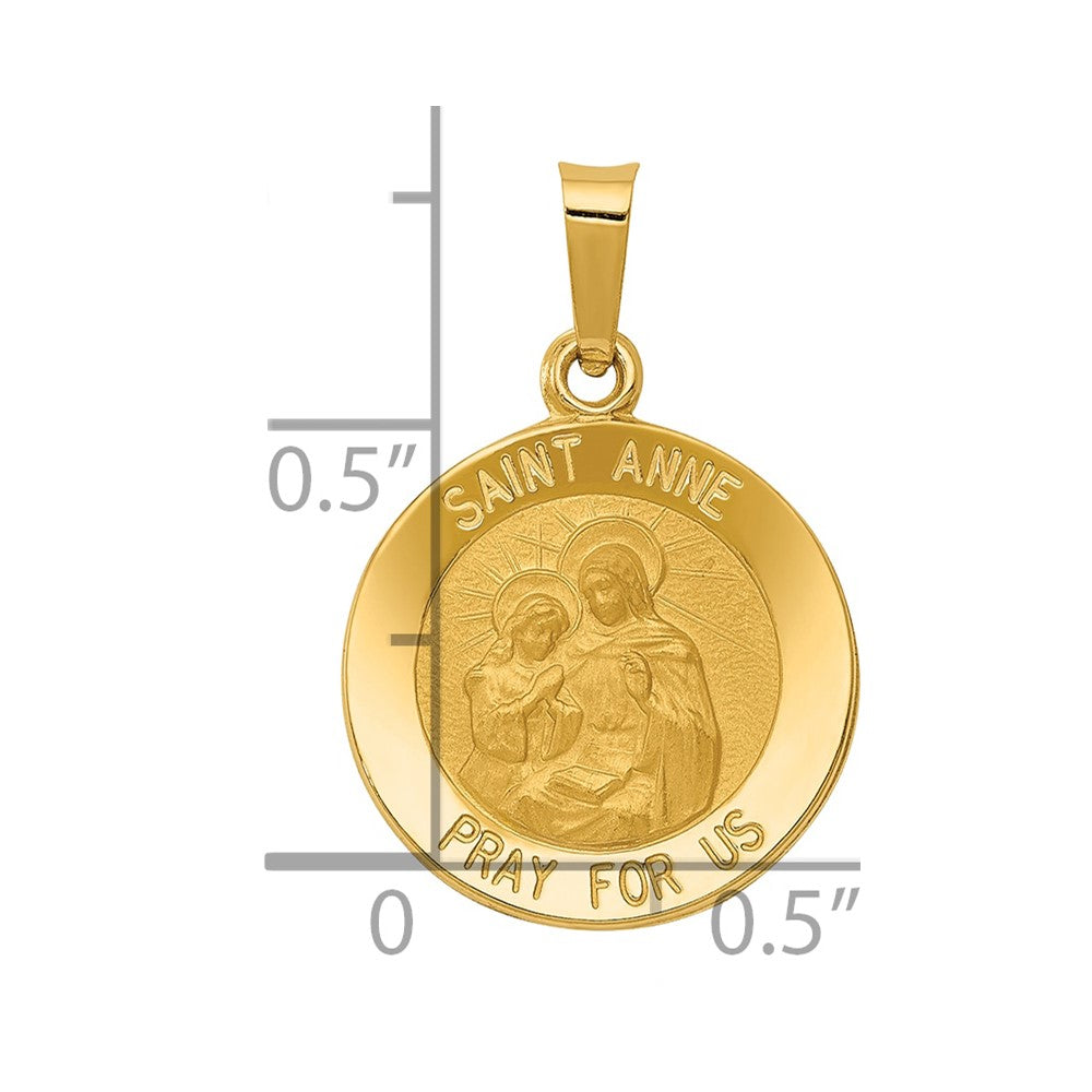 14K Gelbgold 14K Poliert und Satiniert St. Anne Medaille Hohl Anhänger