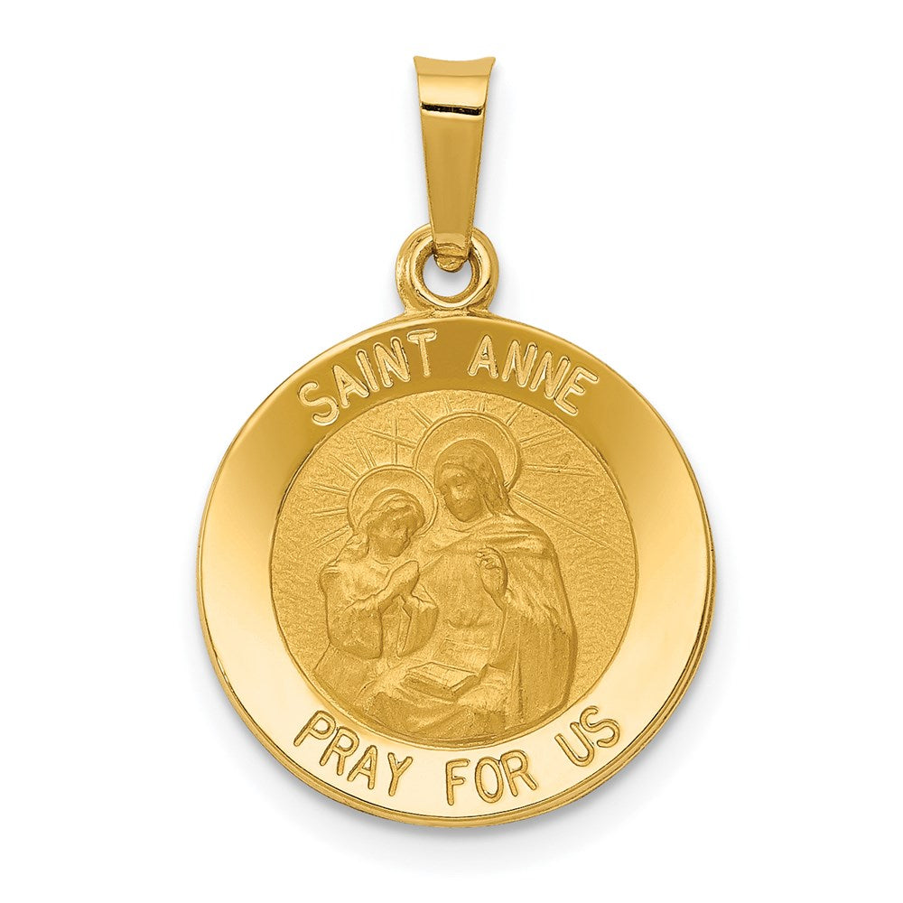 14K Gelbgold 14K Poliert und Satiniert St. Anne Medaille Hohl Anhänger