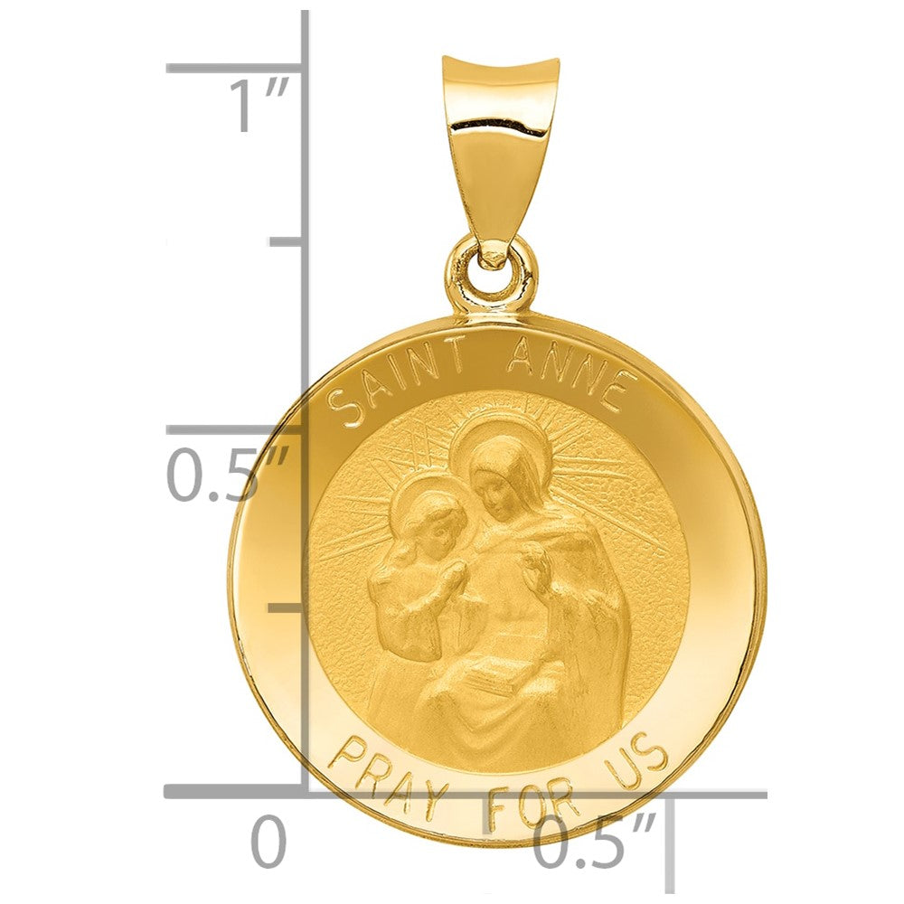 14K Gelbgold 14K Poliert und Satiniert St. Anne Medaille Hohl Anhänger