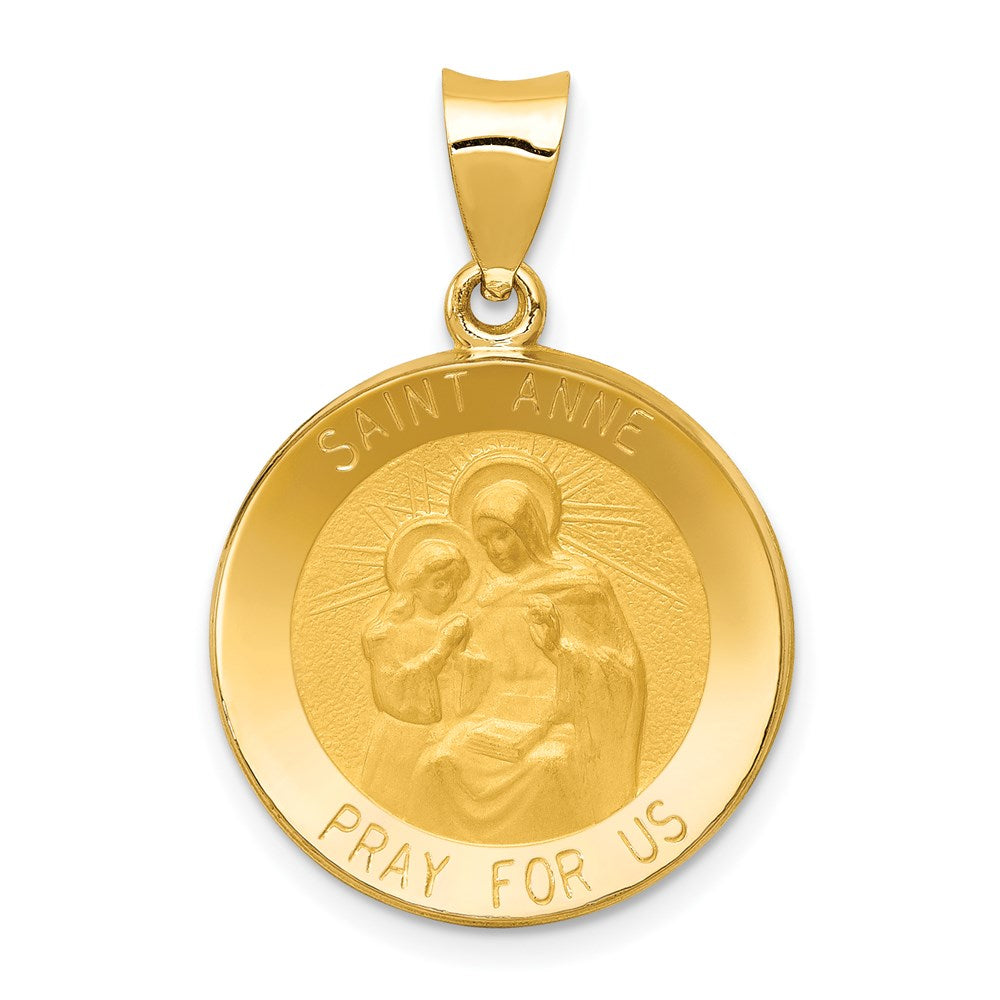 14K Gelbgold 14K Poliert und Satiniert St. Anne Medaille Hohl Anhänger