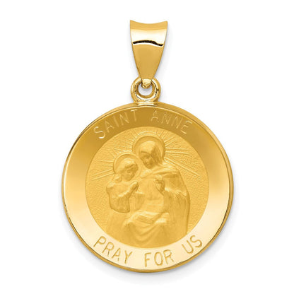 14K Gelbgold 14K Poliert und Satiniert St. Anne Medaille Hohl Anhänger