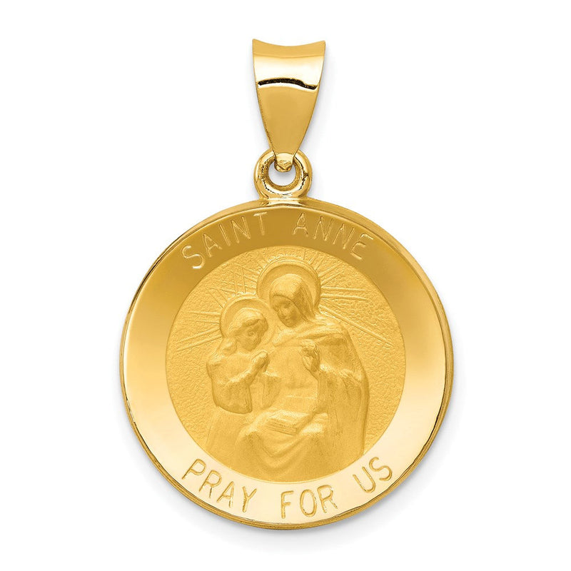 14K Gelbgold 14K Poliert und Satiniert St. Anne Medaille Hohl Anhänger