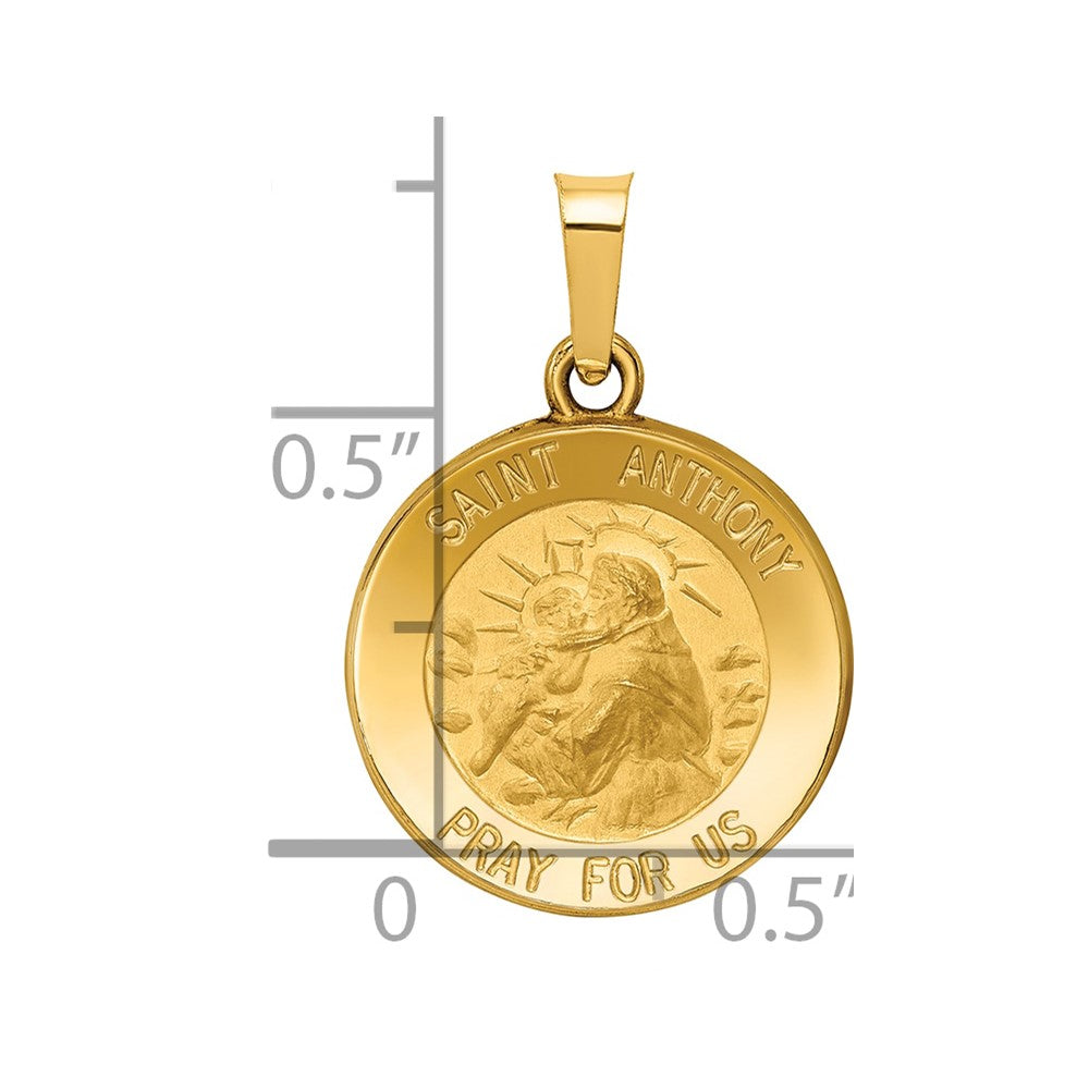 14K Gelbgold 14K Poliert und Satiniert St. Anthony Medaille Hohl Anhänger