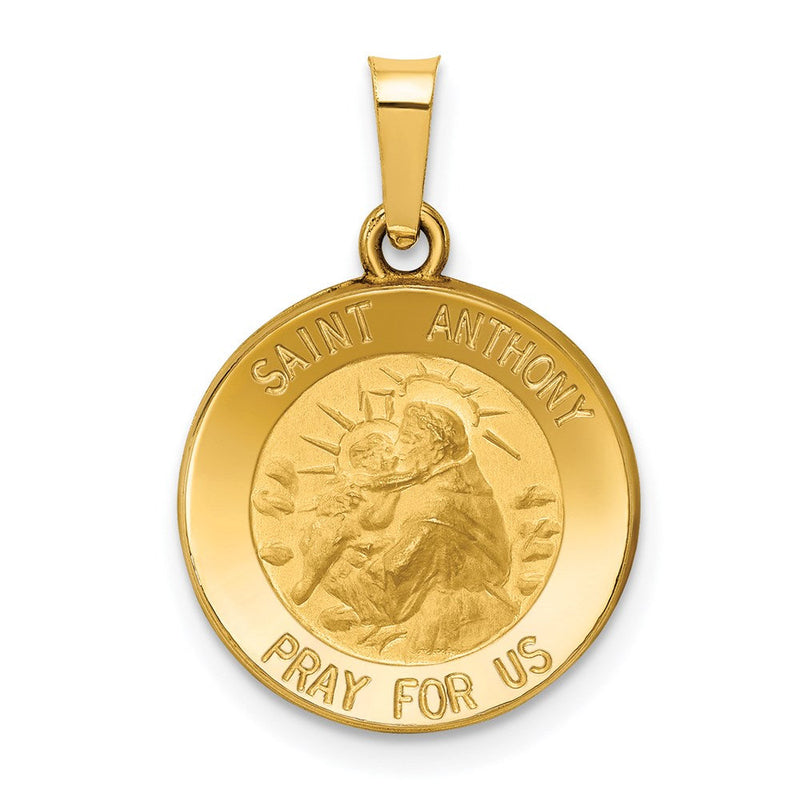 14K Gelbgold 14K Poliert und Satiniert St. Anthony Medaille Hohl Anhänger