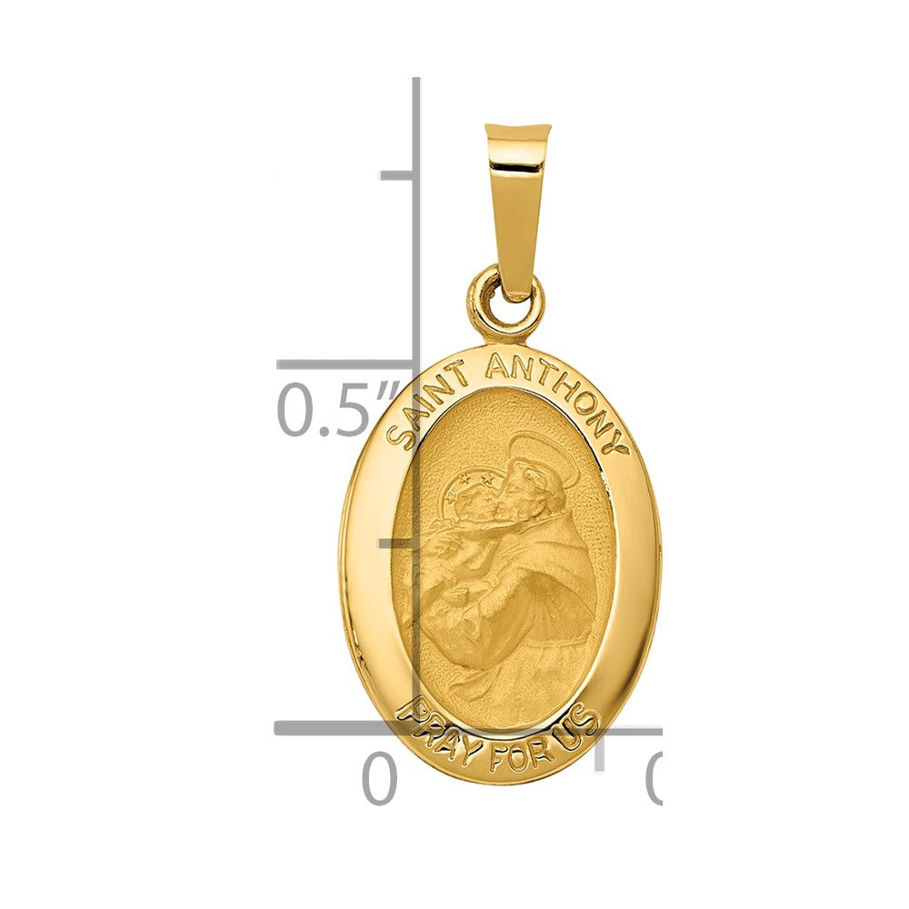 14K Gelbgold 14K Poliert und Satiniert St. Anthony Medaille Hohl Anhänger