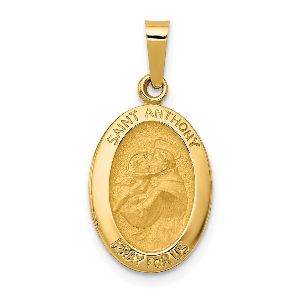 14K Gelbgold 14K Poliert und Satiniert St. Anthony Medaille Hohl Anhänger