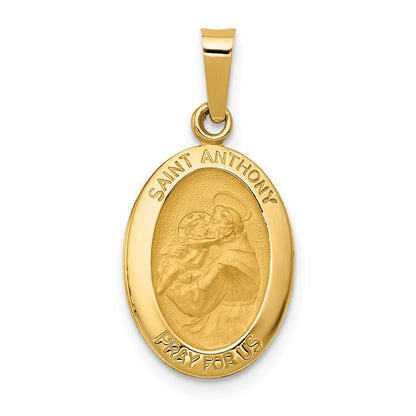 14K Gelbgold 14K Poliert und Satiniert St. Anthony Medaille Hohl Anhänger
