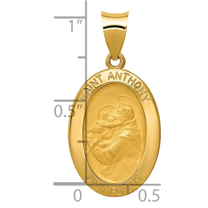 14K Gelbgold 14K Poliert und Satiniert St. Anthony Medaille Hohl Anhänger