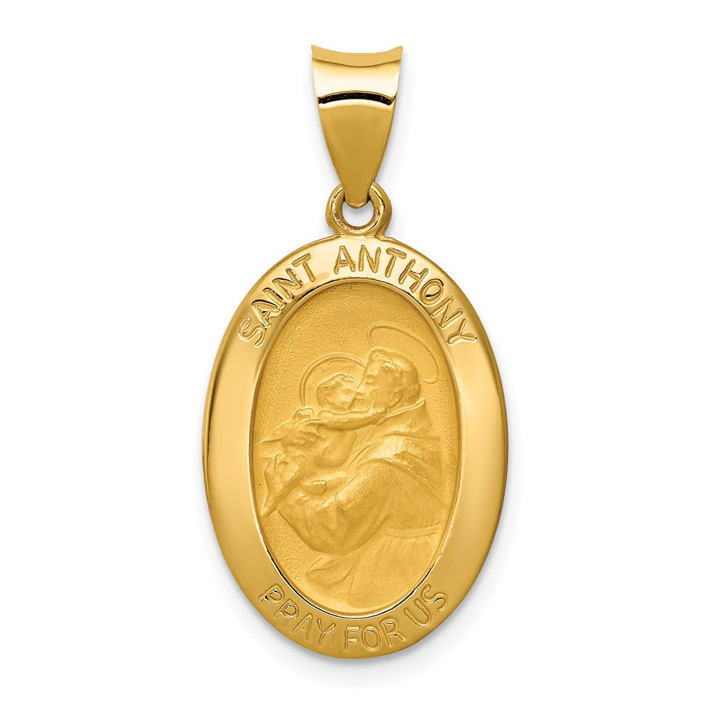 14K Gelbgold 14K Poliert und Satiniert St. Anthony Medaille Hohl Anhänger