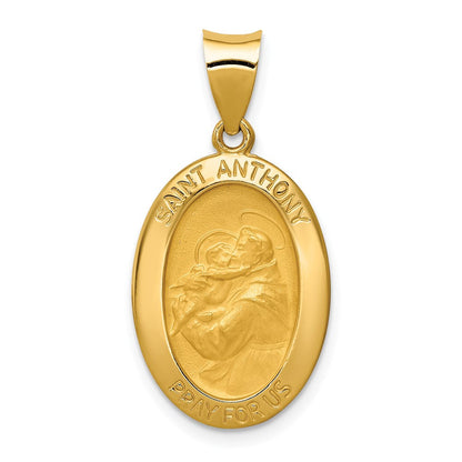 14K Gelbgold 14K Poliert und Satiniert St. Anthony Medaille Hohl Anhänger