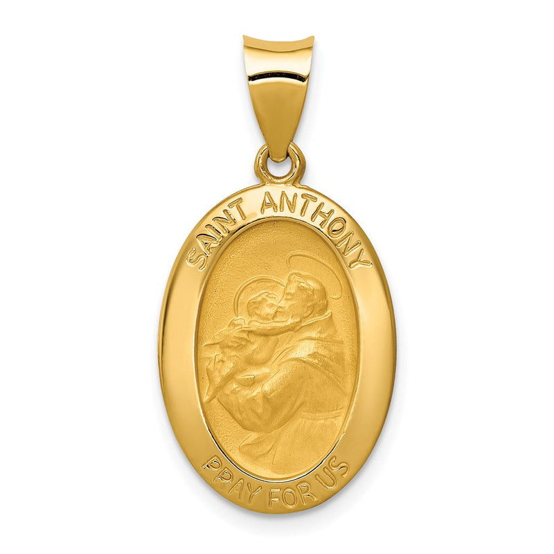 14K Gelbgold 14K Poliert und Satiniert St. Anthony Medaille Hohl Anhänger
