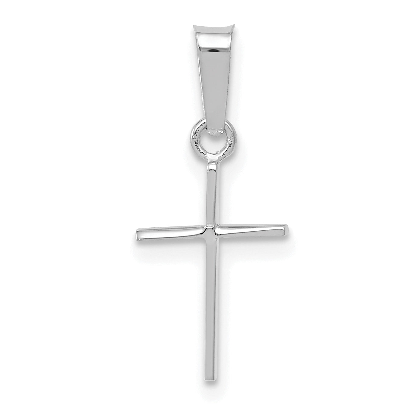 14K Weißgold 14K Weißgold Poliert Kreuz Massiv Anhänger