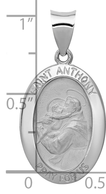 14K Weißgold 14K Weißgold Poliert / Satiniert St. Anthony Medaille Hohl Anhänger