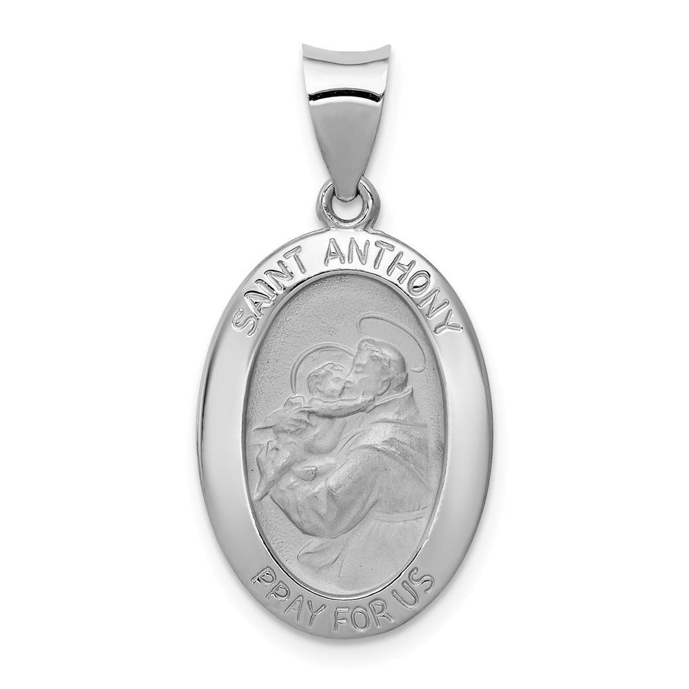 14K Weißgold 14K Weißgold Poliert / Satiniert St. Anthony Medaille Hohl Anhänger
