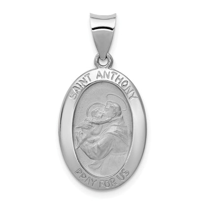 14K Weißgold 14K Weißgold Poliert / Satiniert St. Anthony Medaille Hohl Anhänger