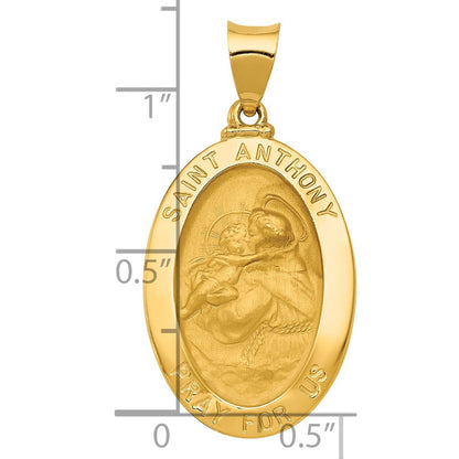 14K Gelbgold 14K Poliert und Satiniert St. Anthony Medaille Hohl Anhänger