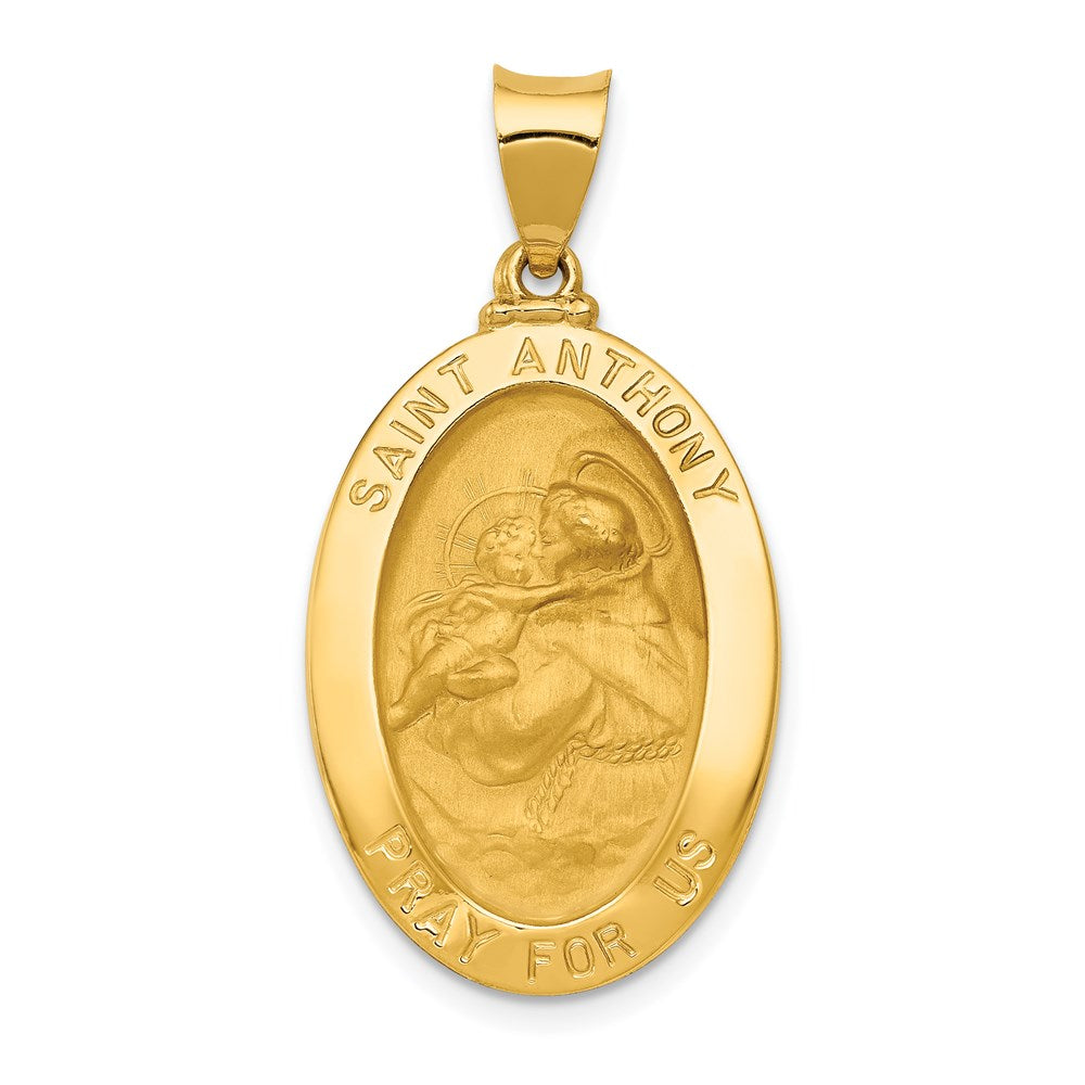 14K Gelbgold 14K Poliert und Satiniert St. Anthony Medaille Hohl Anhänger