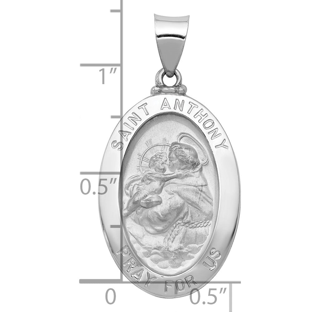14K Weißgold 14K Weißgold Poliert/satin St. Anthony Medaille Hohl Anhänger