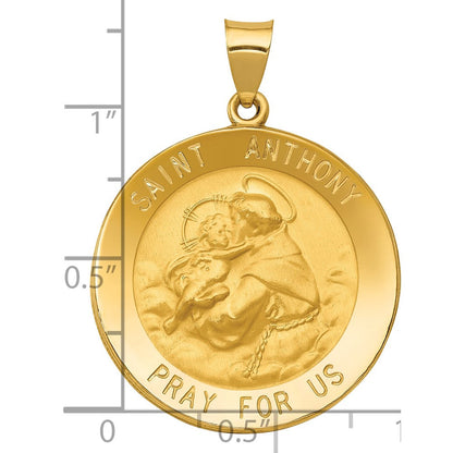 14K Gelbgold 14K Poliert und Satiniert St. Anthony Medaille Hohl Anhänger