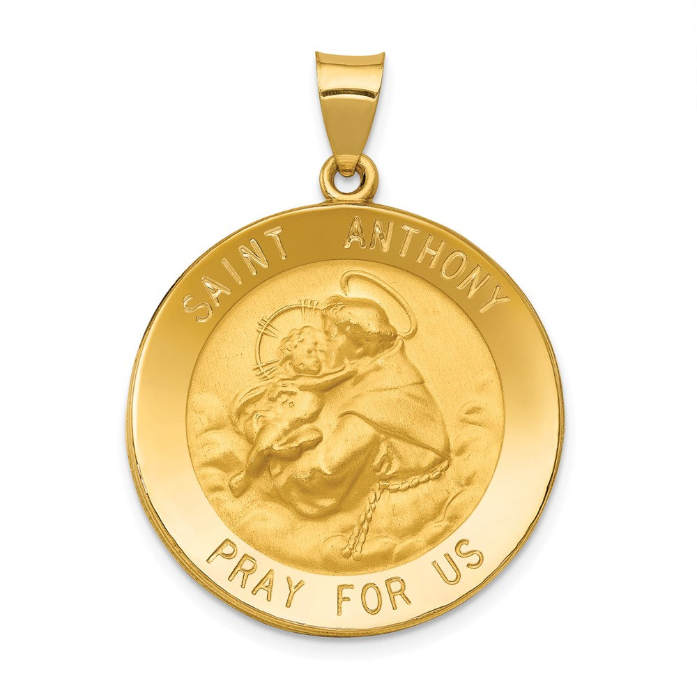 14K Gelbgold 14K Poliert und Satiniert St. Anthony Medaille Hohl Anhänger