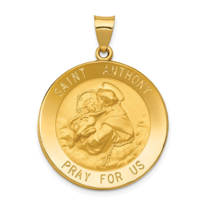 14K Gelbgold 14K Poliert und Satiniert St. Anthony Medaille Hohl Anhänger