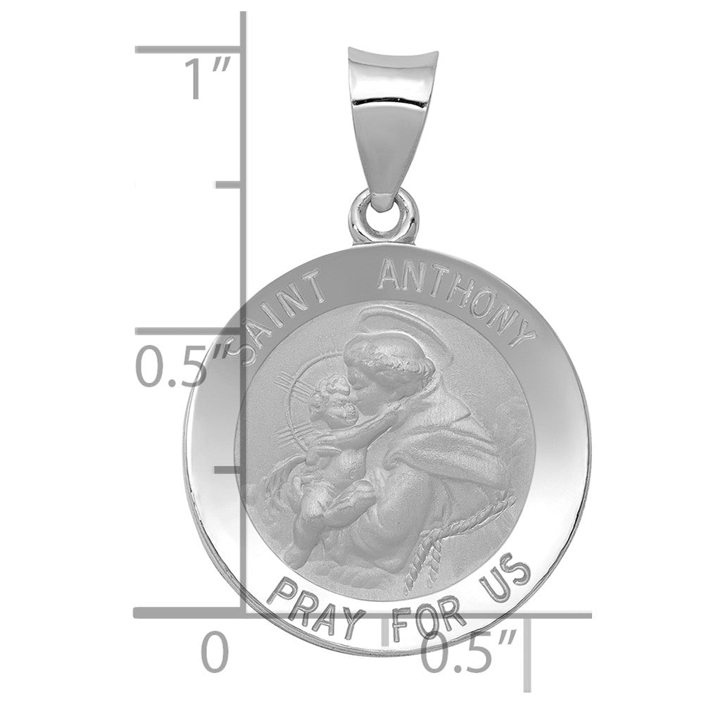 14K Weißgold 14K Weißgold Poliert/satin St. Anthony Medaille Hohl Anhänger