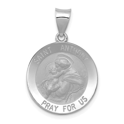 14K Weißgold 14K Weißgold Poliert/satin St. Anthony Medaille Hohl Anhänger