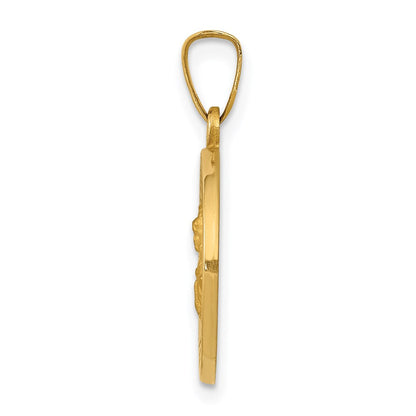 14K Gelbgold 14K Poliert und Satiniert St. Barbara Medaille Hohl Anhänger