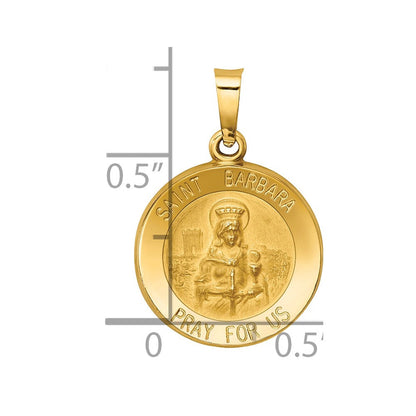 14K Gelbgold 14K Poliert und Satiniert St. Barbara Medaille Hohl Anhänger