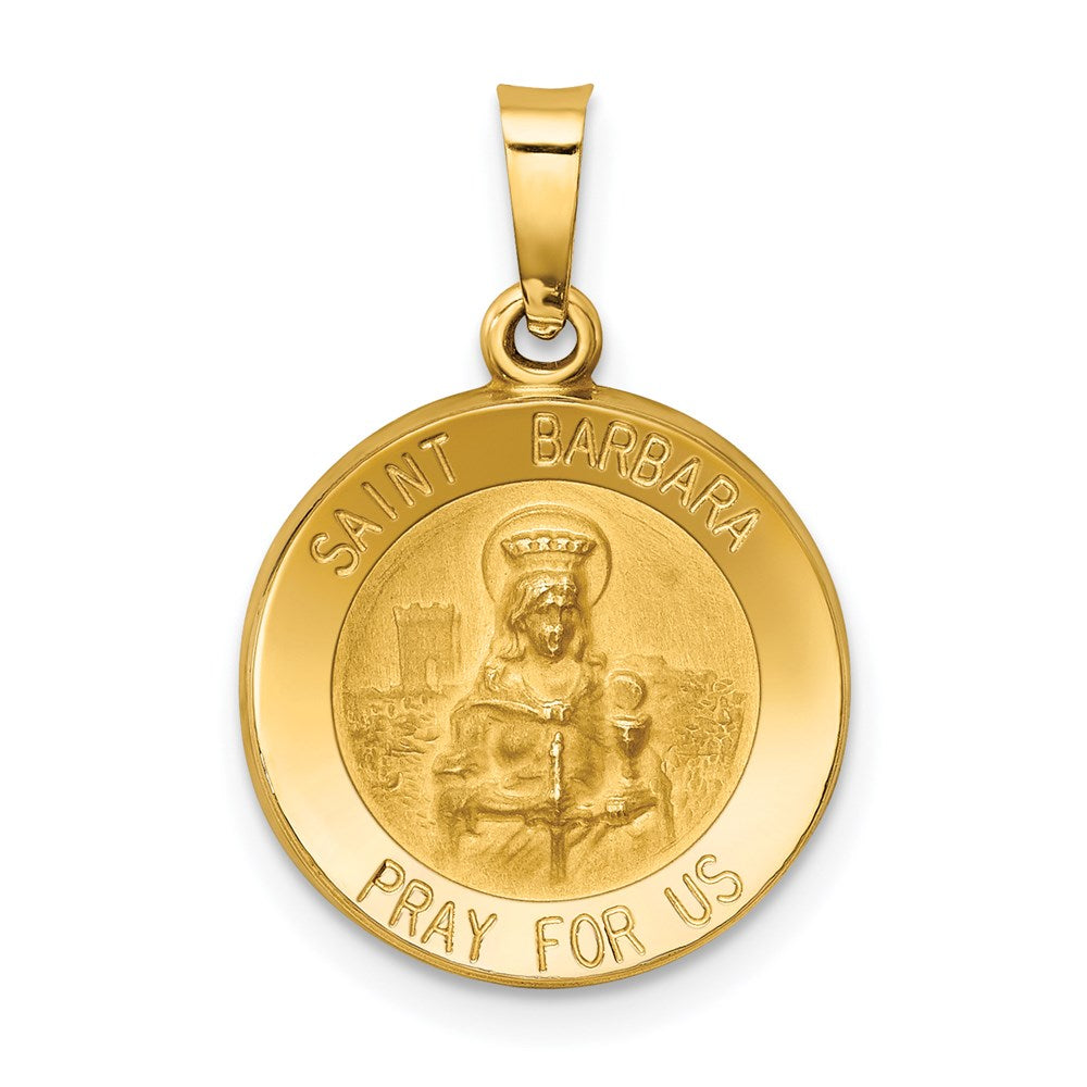 14K Gelbgold 14K Poliert und Satiniert St. Barbara Medaille Hohl Anhänger