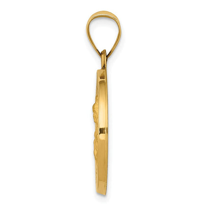 14K Gelbgold 14K Poliert und Satiniert St. Barbara Medaille Hohl Anhänger