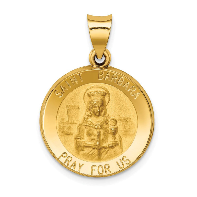 14K Gelbgold 14K Poliert und Satiniert St. Barbara Medaille Hohl Anhänger