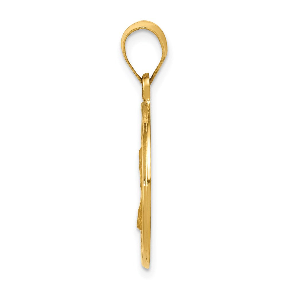 14K Gelbgold 14K Poliert und Satiniert St. Charles Medaille Hohl Anhänger