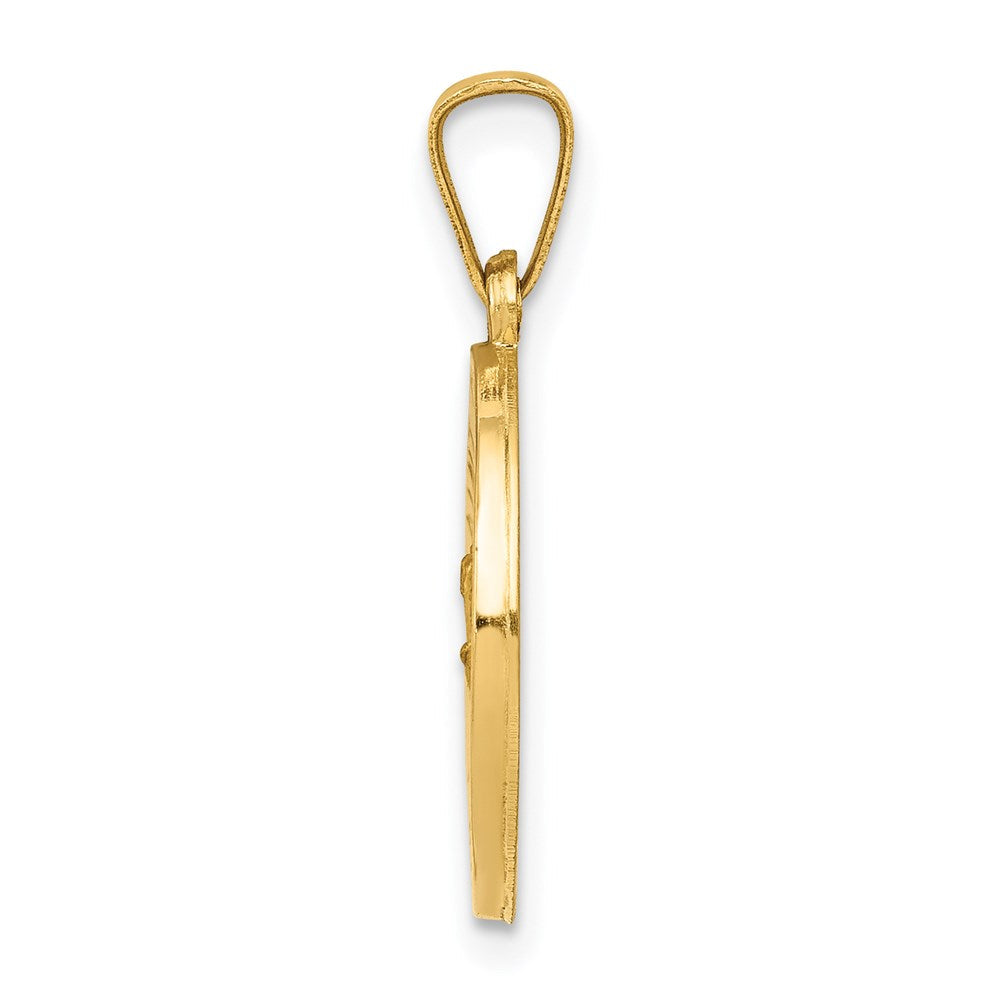 14K Gelbgold 14K Poliert und Satiniert St. Christopher Medaille Hohl Anhänger
